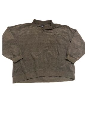 Harbor Bay Men’s 2XL Grey Long Sleeve Collared Shirt with Subtle Plaid Design